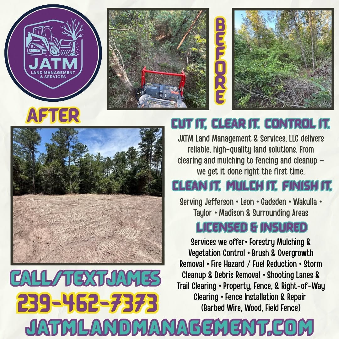 JATM Land Management before and after land clearing services flyer