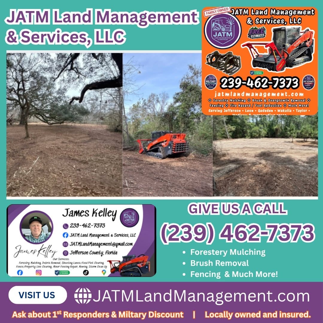 JATM Land Management & Services, LLC promotional flyer with before and after photos